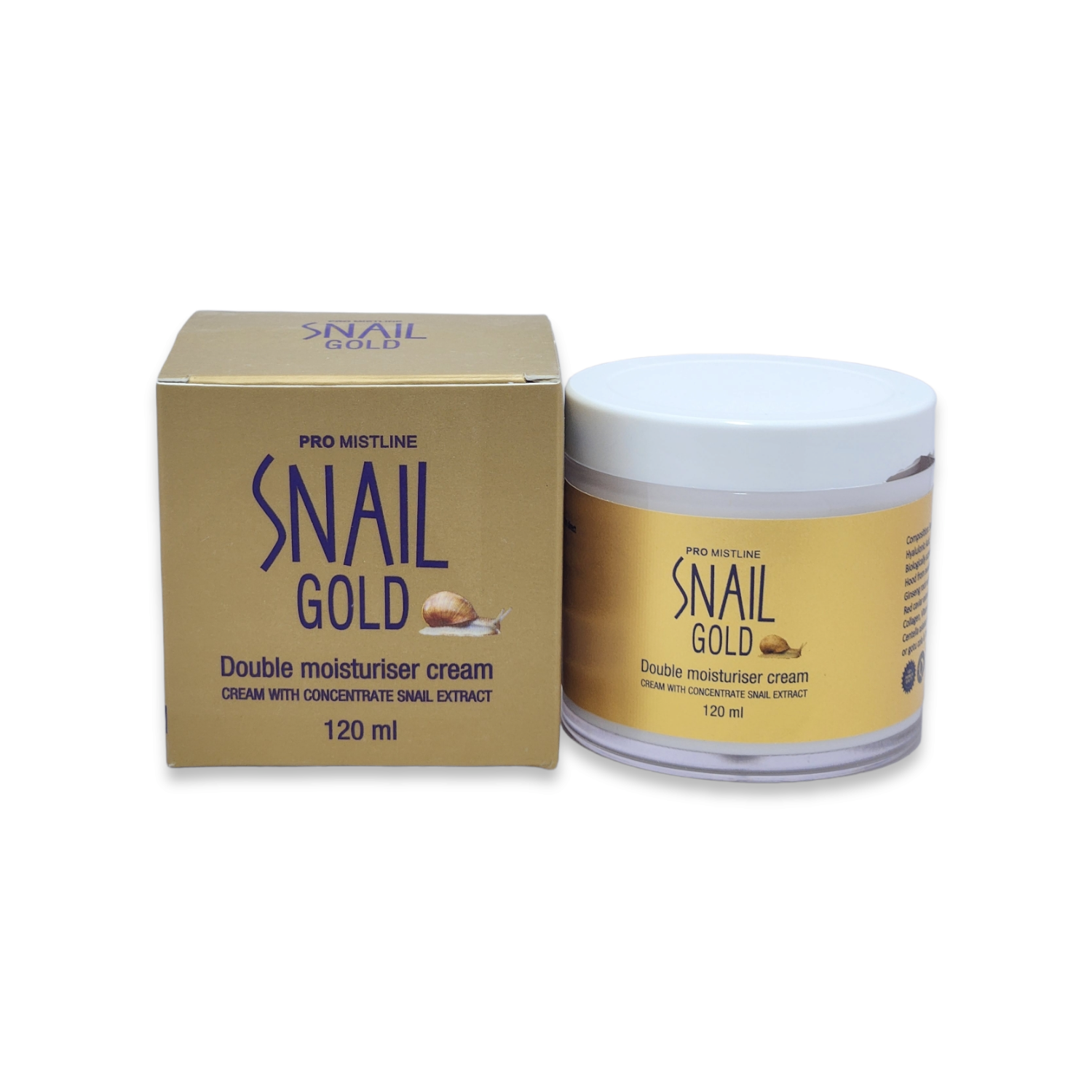 Mistline-Snail-Gold-double-moisturiser-cream-120ml-16.png Mistline Snail Gold double moisturiser cream 120ml - Image 1