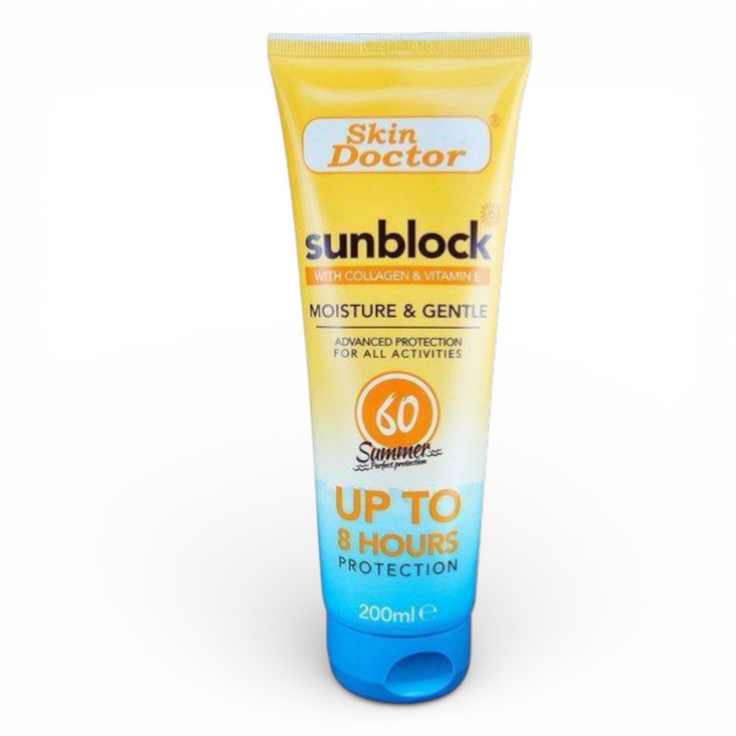 Skin-Doctor-Sunblock-with-Collagen-Vitamin-E-SPF60-200ml.jpg Skin Doctor Sunblock with Collagen & Vitamin E SPF60 - 200ml - Image 1