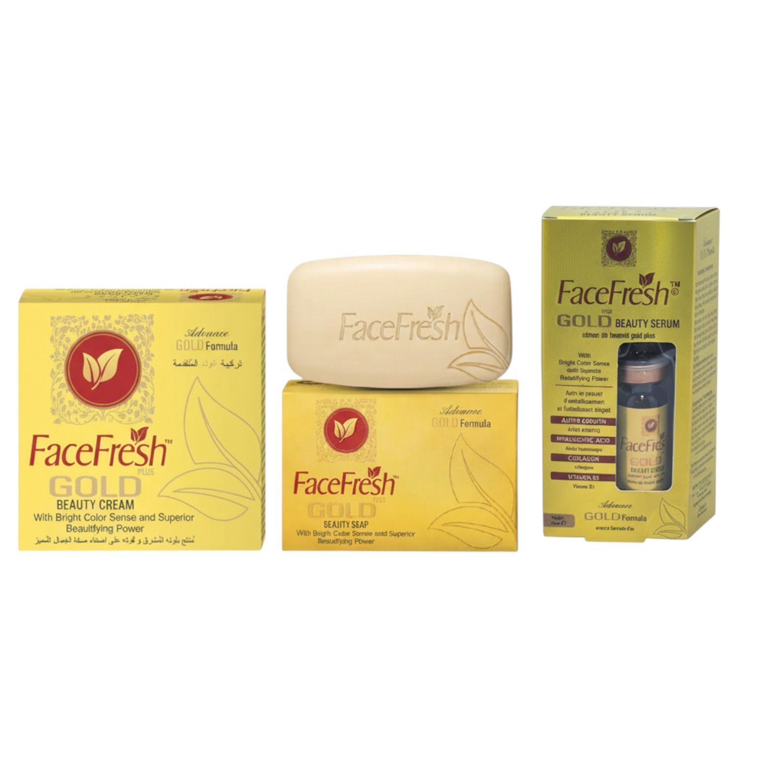 transparent-Photoroom-4-2.jpg Facefresh Gold Beauty Soap Cream And Serum 130g - Image 1